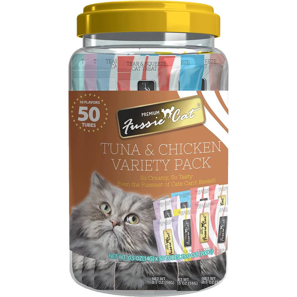 Fussie Cat Premium Tuna Chicken Puree 50ct 10 flavors