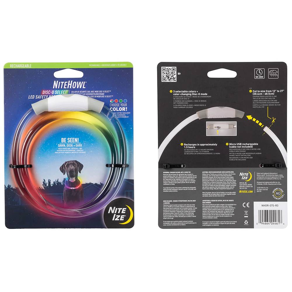 NightHowl LED Disc-O Select Dog Necklace Regular Size