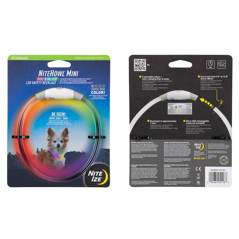 NightHowl LED Disc-O Select Dog Necklace Mini Size