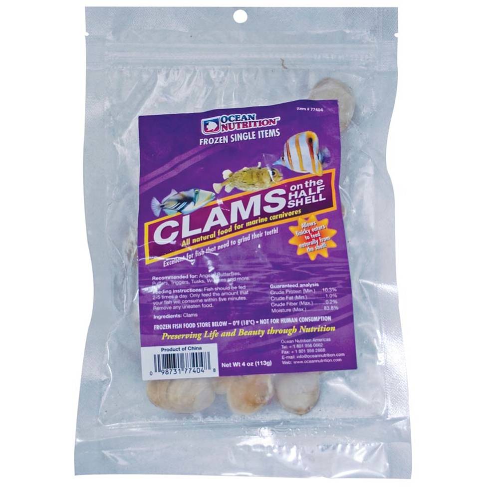 Ocean Nutrition Frozen Clams on the Halfshell Fish Food 4oz