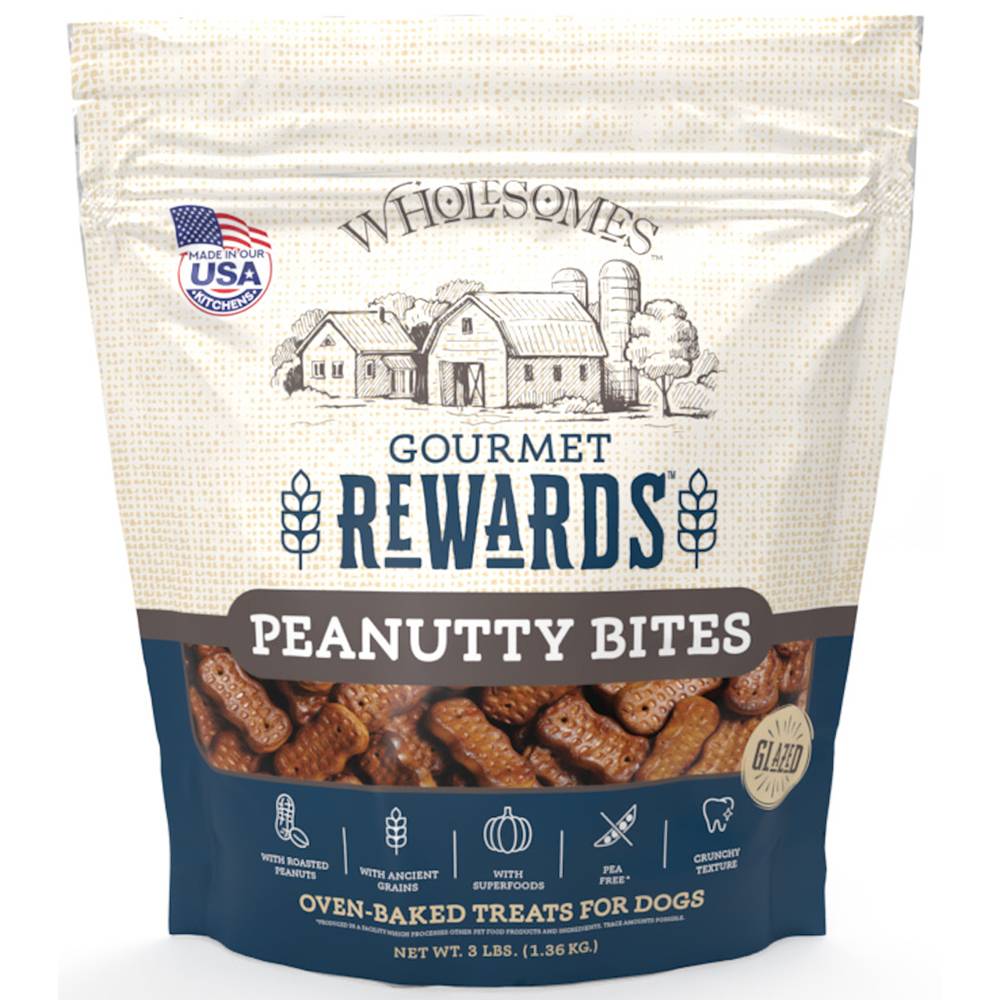 Wholesome Gourmet Rewards Peanutty Bites Dog Treasts 3Lb