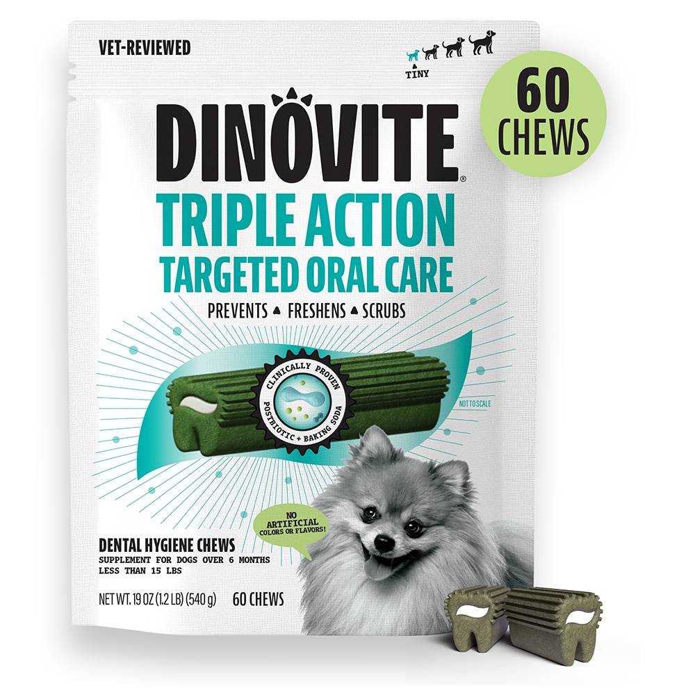 DinoVite Triple Action Oral Care Chews for Dogs XSmall