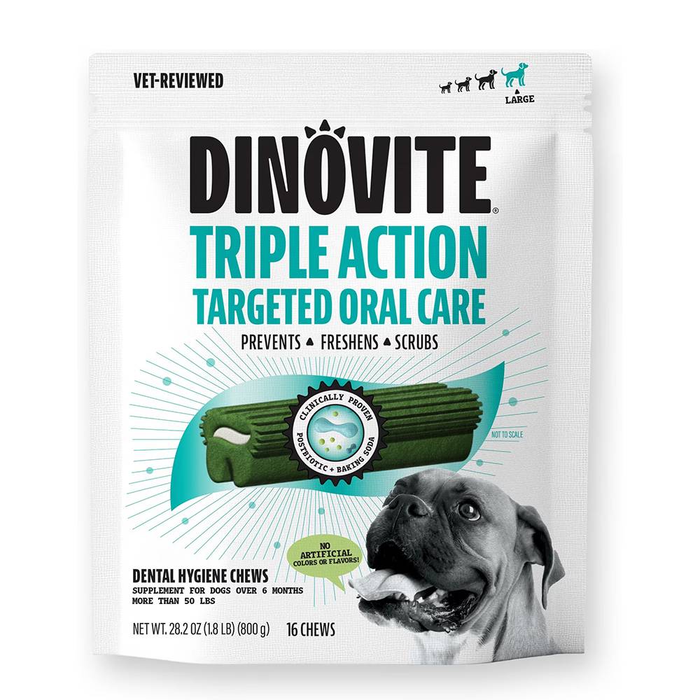 DinoVite Triple Action Oral Care Chews for Dogs Large