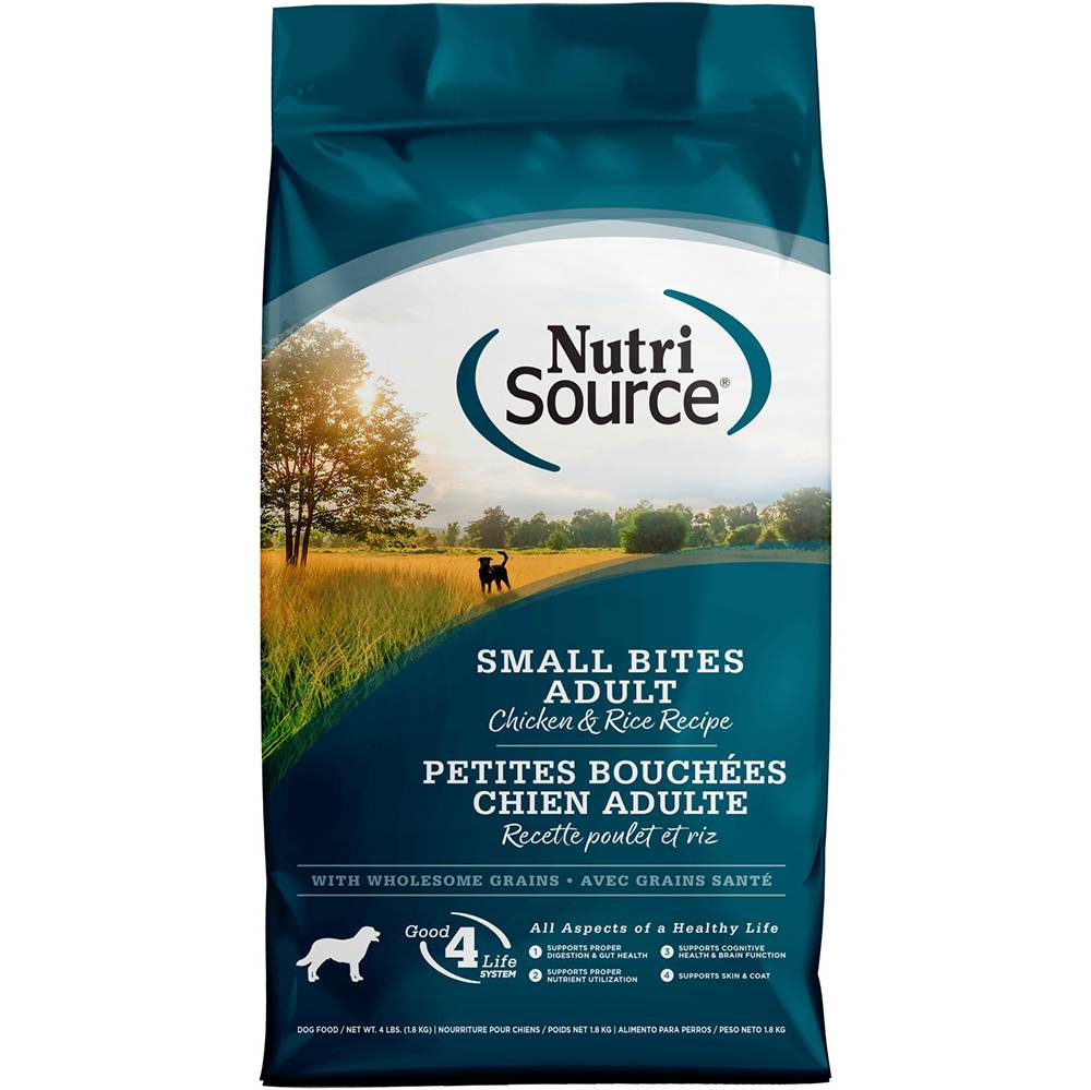 NutriSource Small Bites Chicken Rice Dog Food 4Lb.