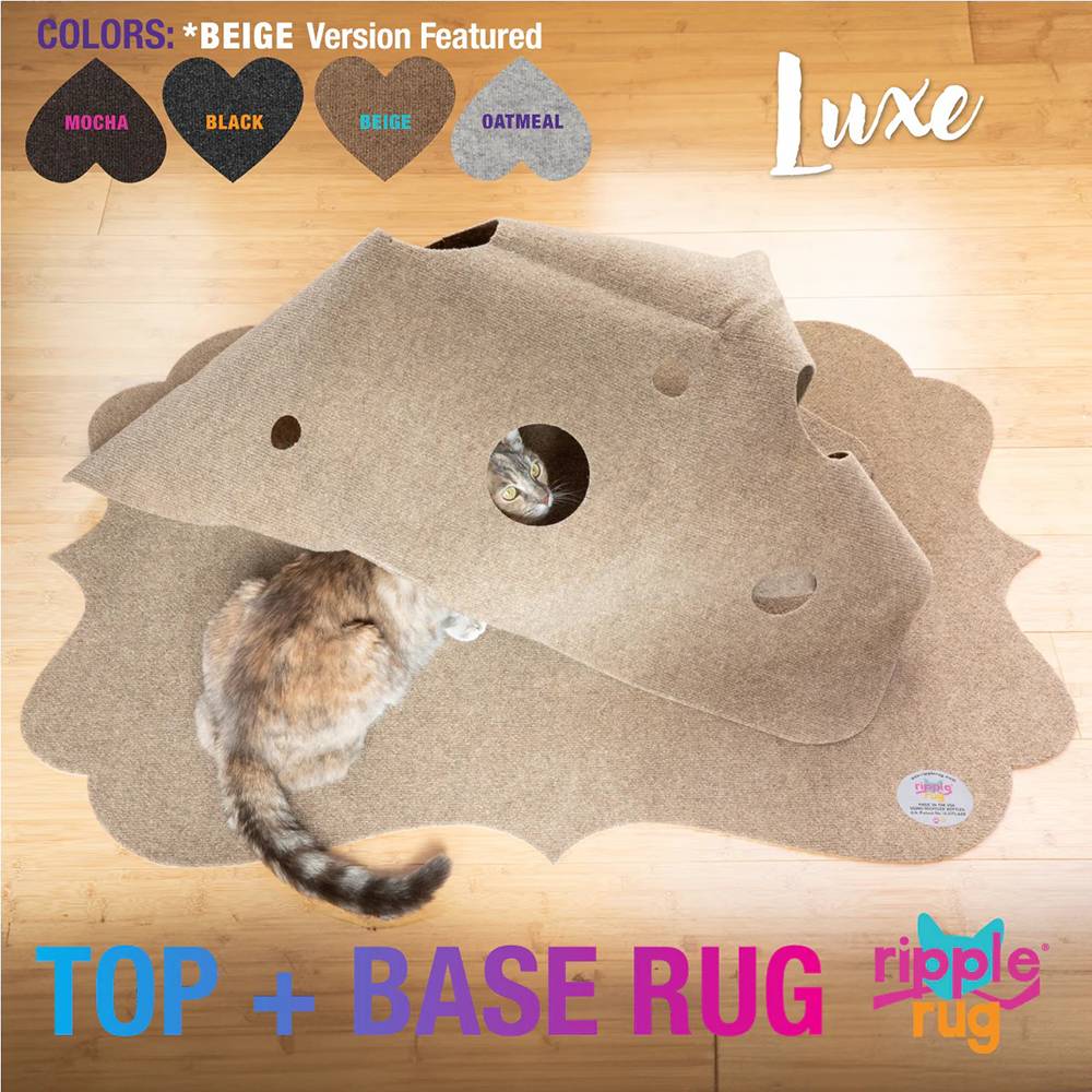 Snuggly Cat Ripple Rug Luxe Beige Cat Play Area