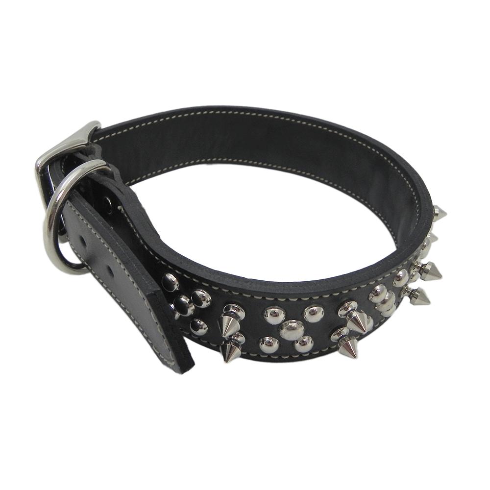 Circle T Leather Dog Collar Oak Spike 24 Black