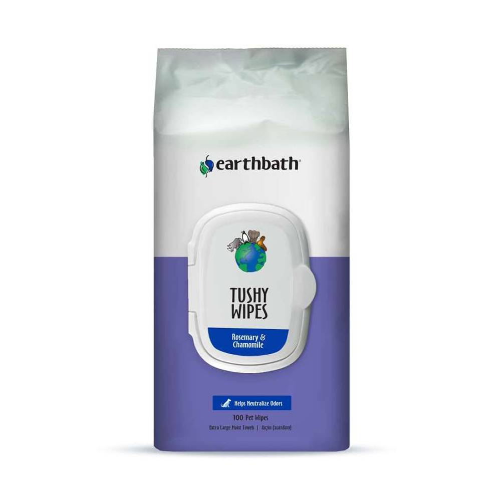 Earthbath Pet Grooming Tushy Wipes Rosemary Chamomile 72ct.