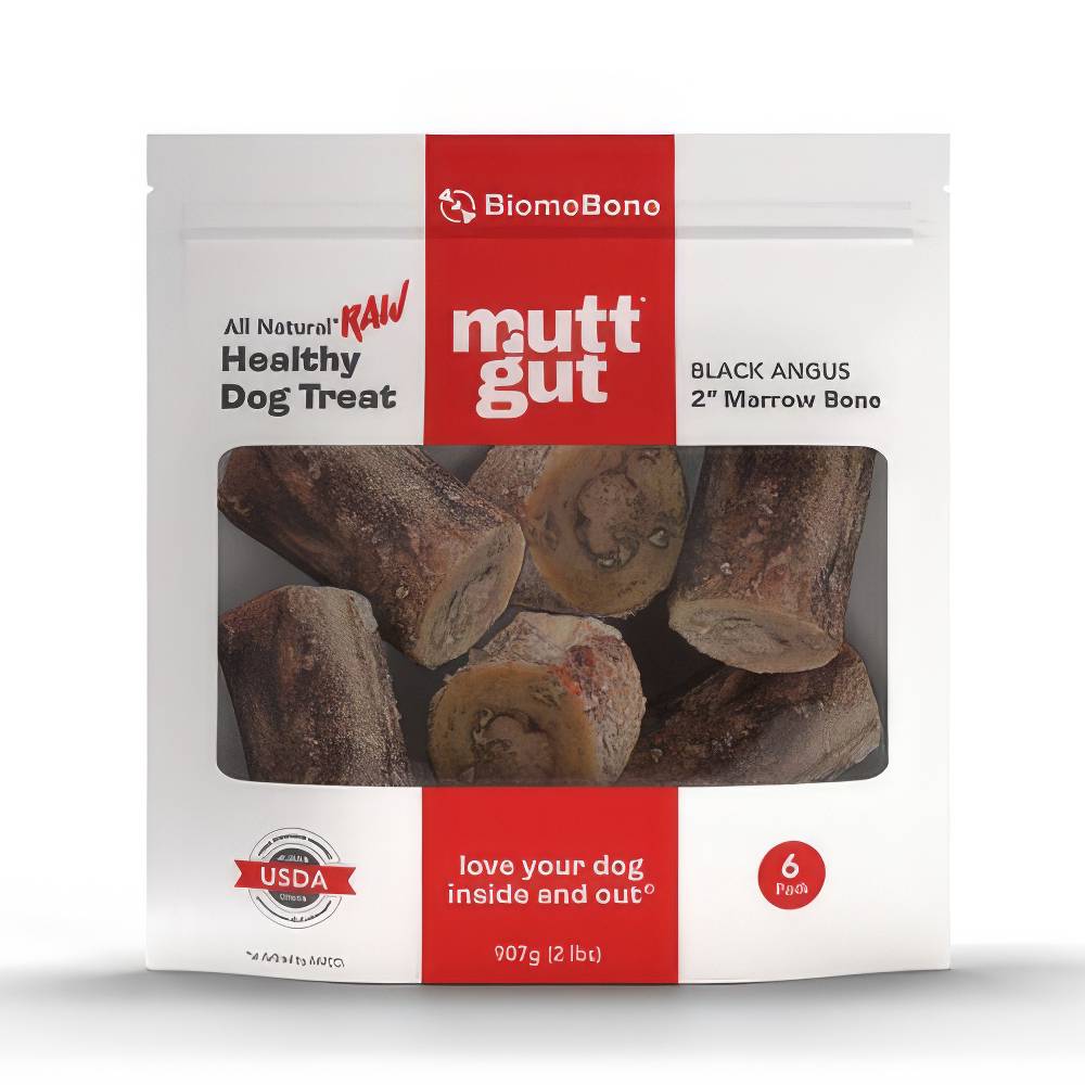 Mutt Gut Frozen Black Angus Beef 2 inch Marrow Bones 6 Pack