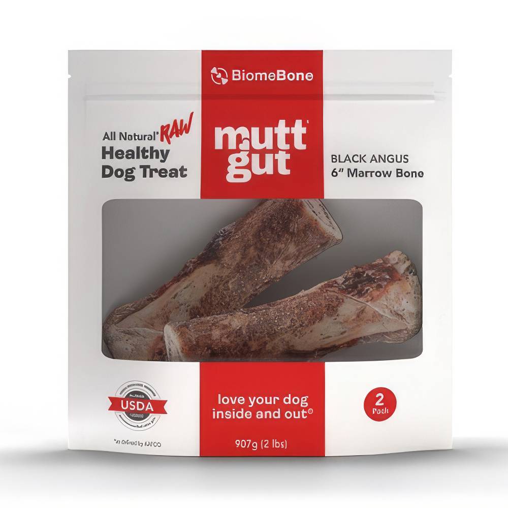 Mutt Gut Frozen Black Angus Beef 6 inch Marrow Bones 2 Pack