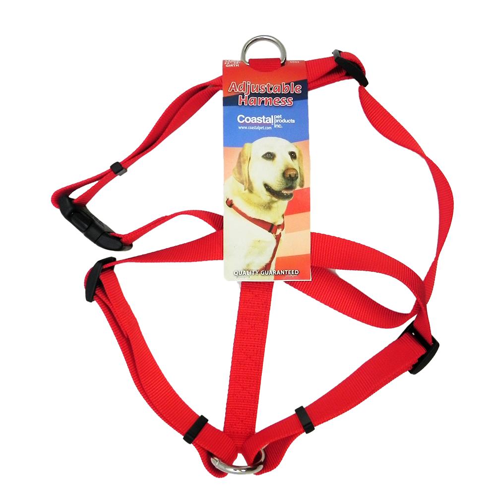 Adjustable Large Dog Harness 1-inch Red Nylon