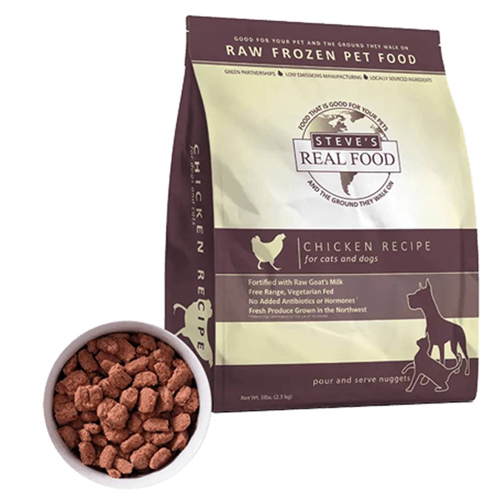 Steve's Real Dog Food Raw Frozen Chicken Recipe Nuggets 5Lb