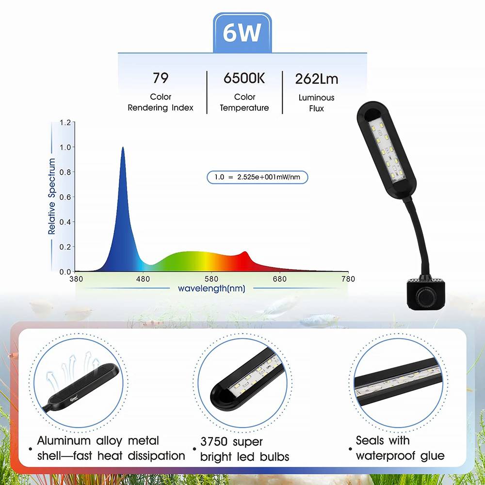 Hygger LED 6w Clip-On Nano Aquarium Light