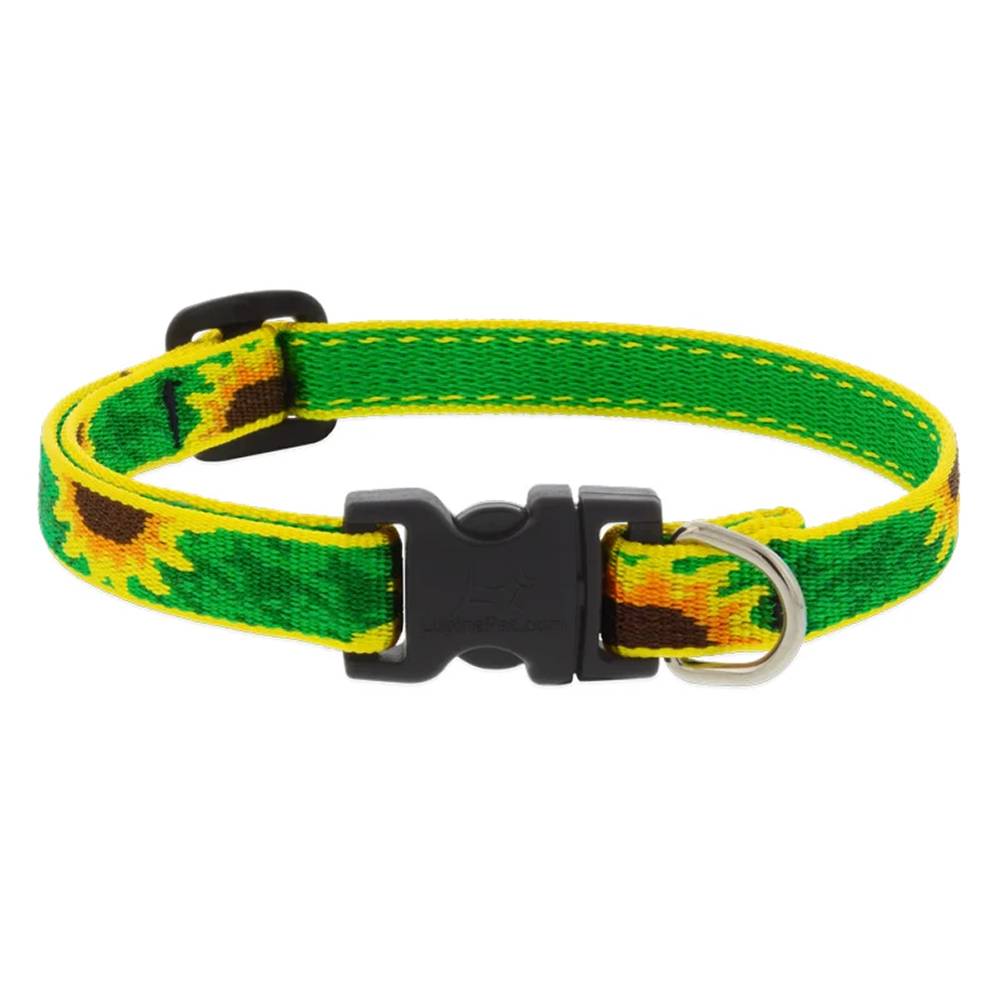 Dog Collar Adjustable Nylon Sunflower 8-12 1/2 inch wide