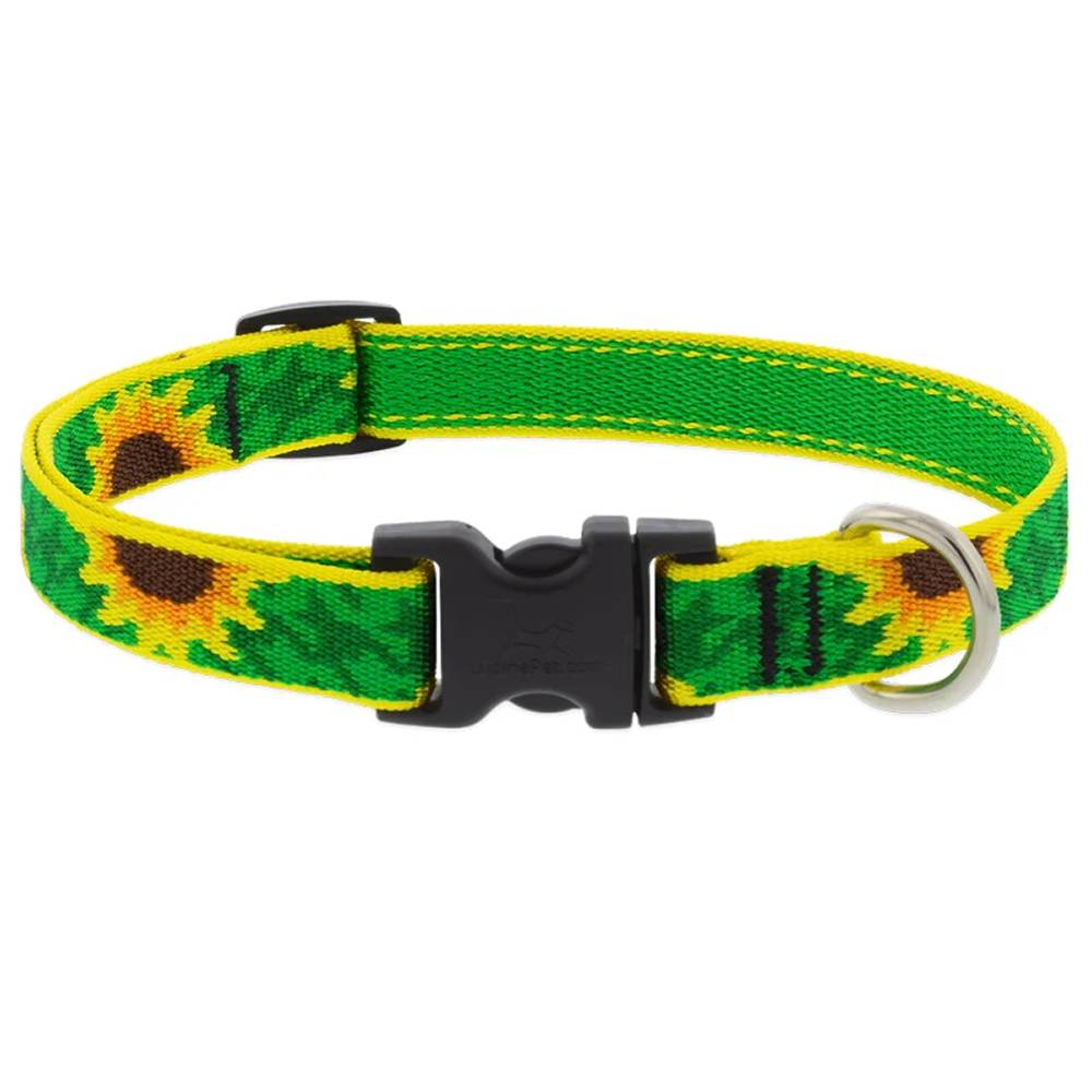 Dog Collar Adjustable Nylon Sunflower 9-14 3/4 inch wide