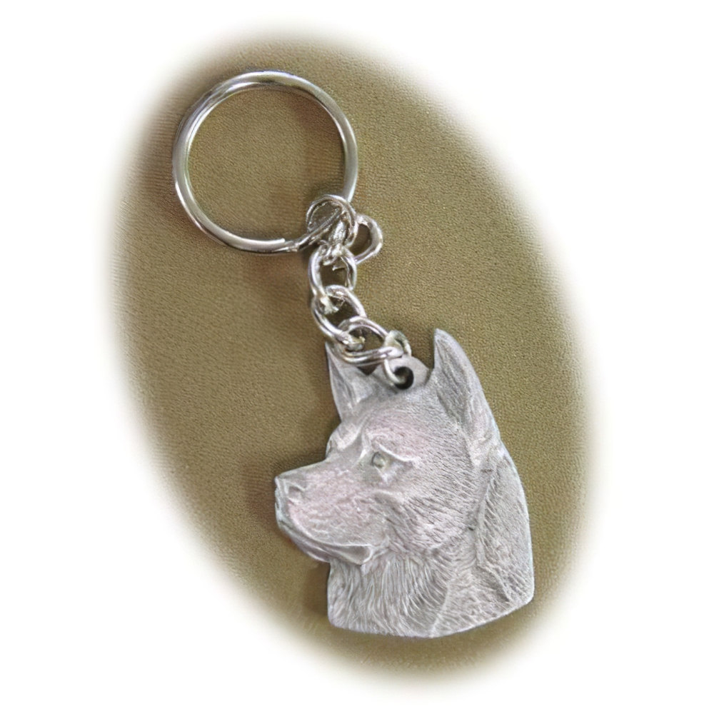 Pewter Key Chain I Love My Akita