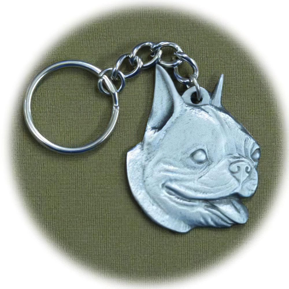 Pewter Key Chain I Love My Boston Terrier