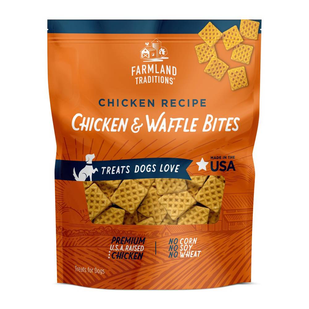 Farmland Traditions Chicken and Waffle Bites Dog Treats 16oz
