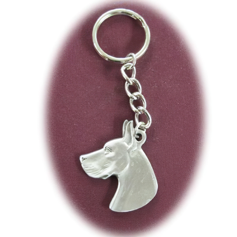 Pewter Key Chain I Love My Great Dane