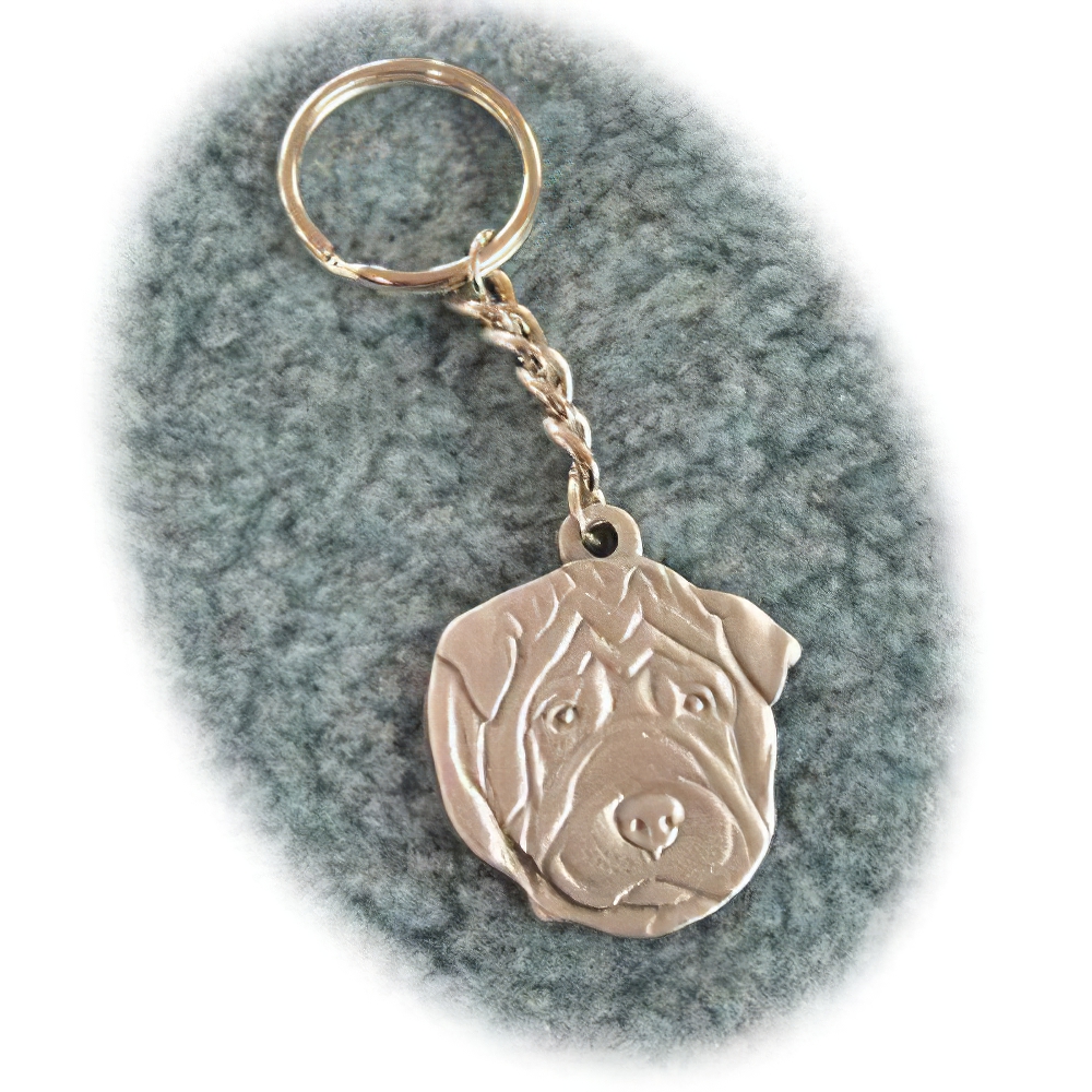 Pewter Key Chain I Love My Shar Pei