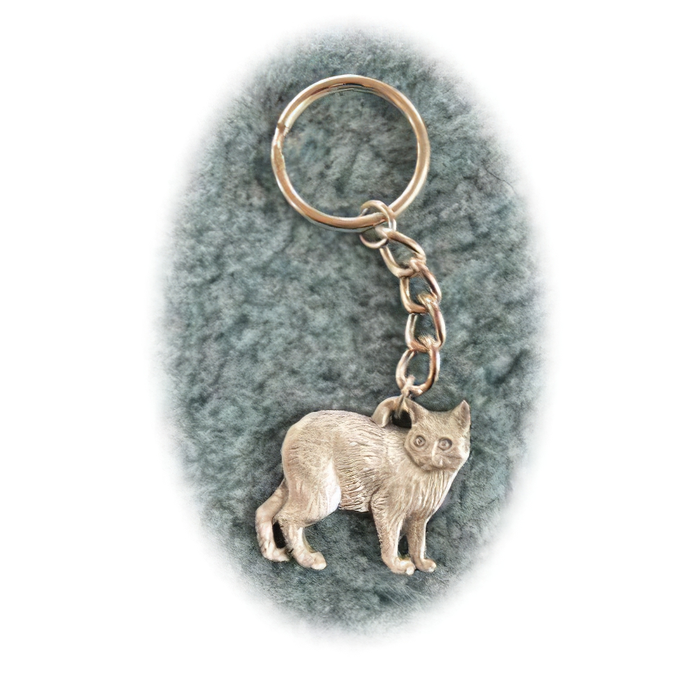 Pewter Key Chain I Love My Manx