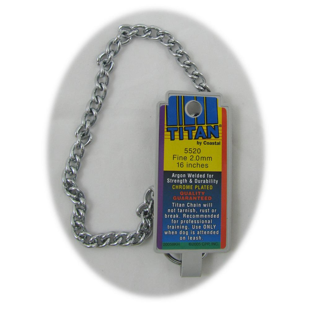 Coastal Titan Chrome Steel Dog Choke Chain Fine 16 inch