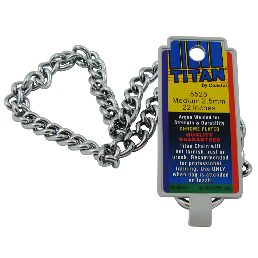 Coastal Titan Chrome Steel Dog Choke Chain Medium 22 inch