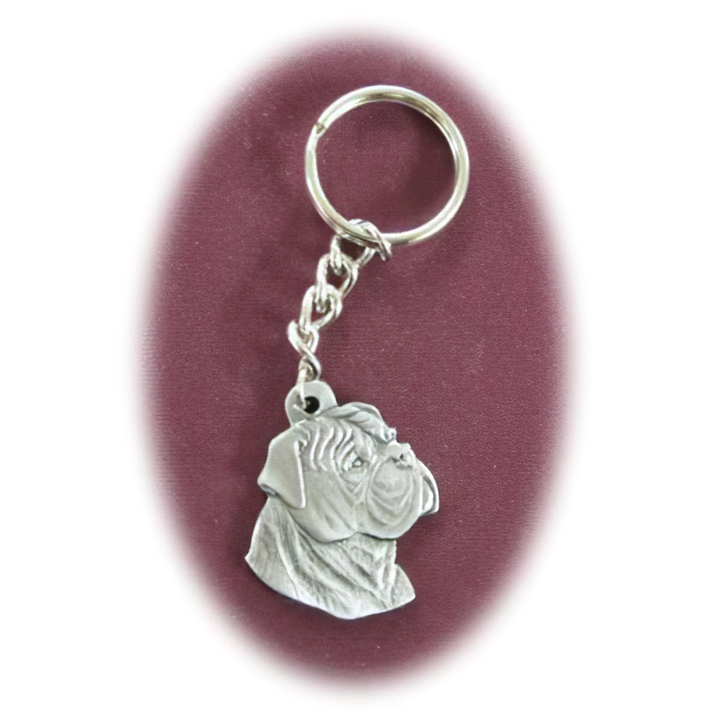 Pewter Key Chain I Love My Bull Mastiff