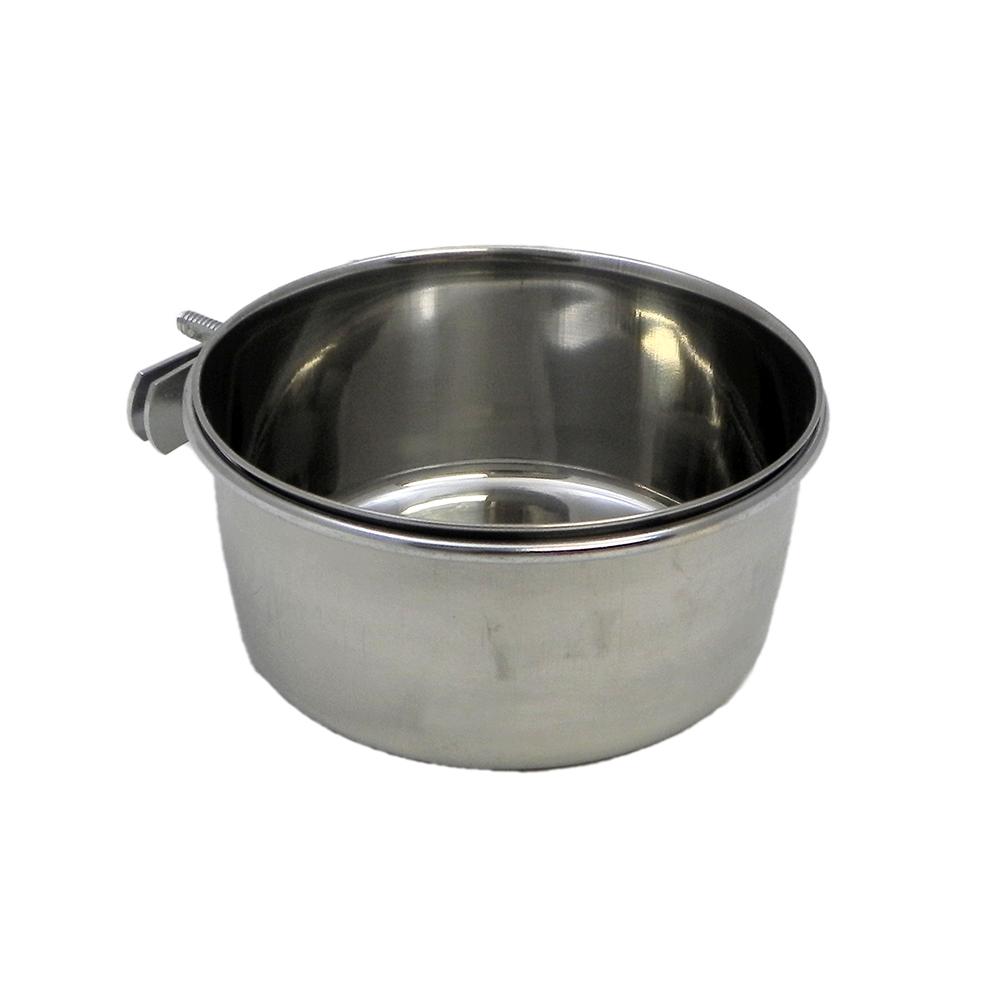 Stainless Bird Dish w/clamp 20 ounce