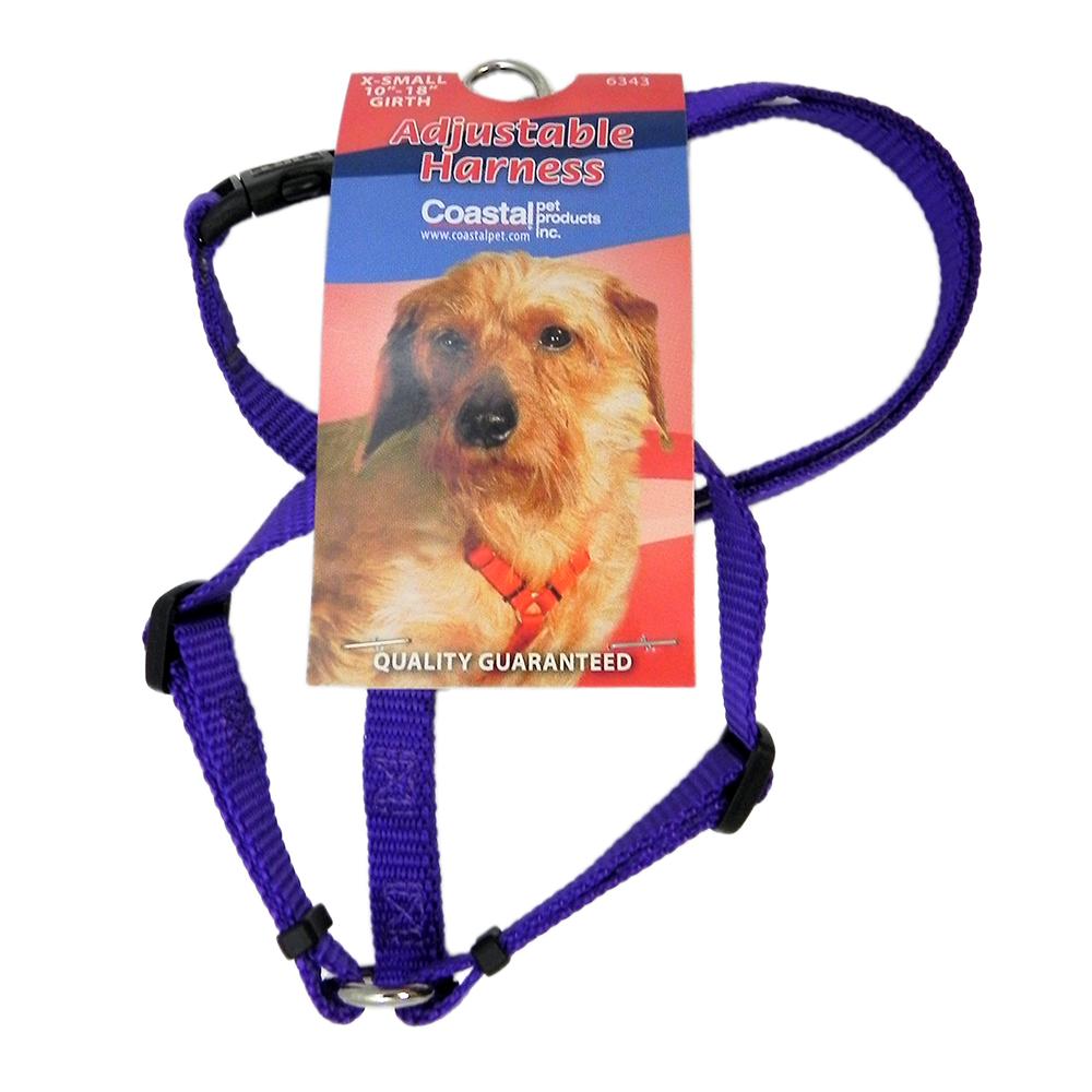 Adjustable XSmall Dog Harness 3/8-inch Purple Nylon