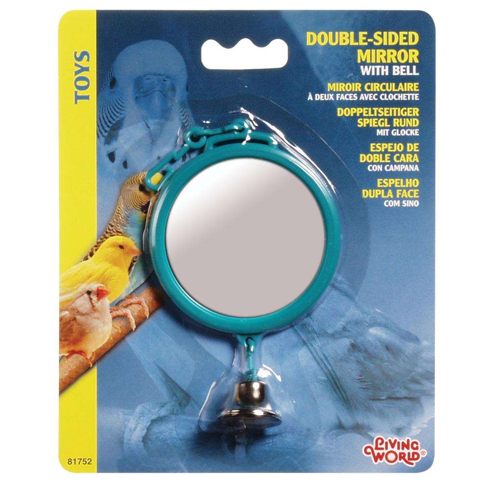 Mirror with Bell Bird Toy Small Round 2.5-inch