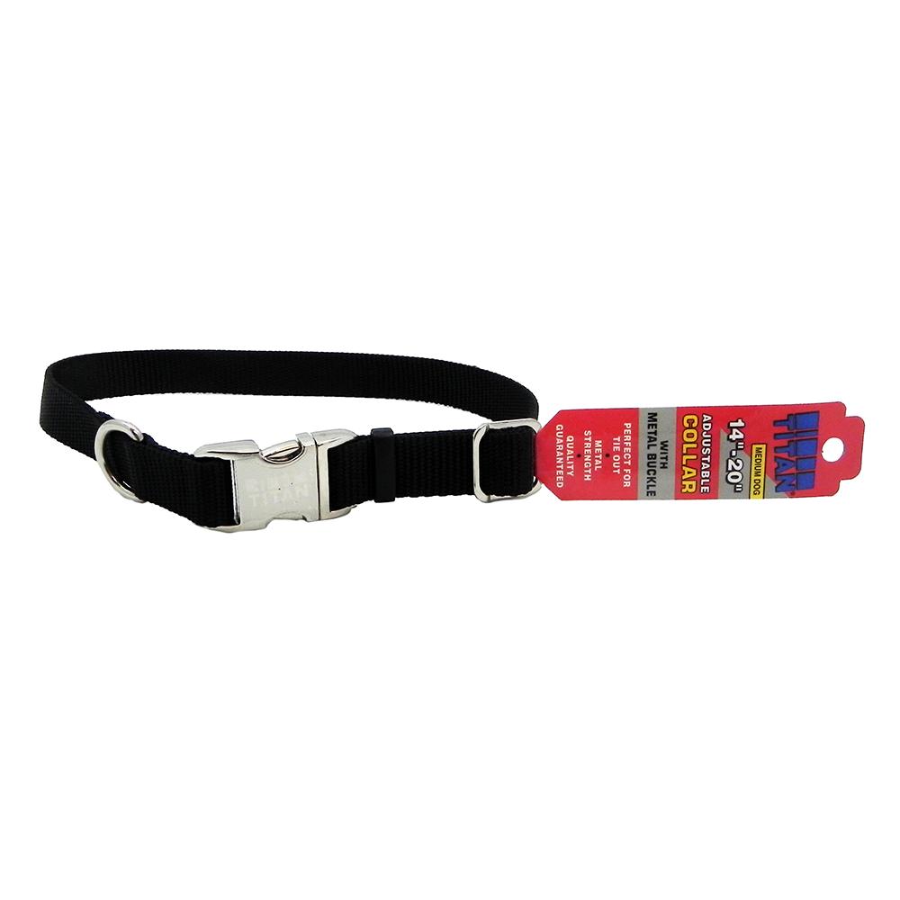 Titan Medium Black Nylon Adjustable Dog Collar