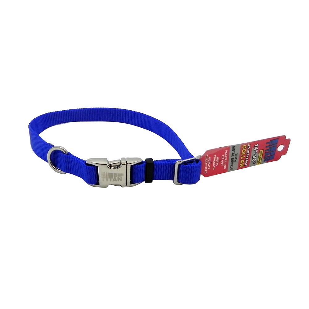 Titan Medium Blue Nylon Adjustable Dog Collar