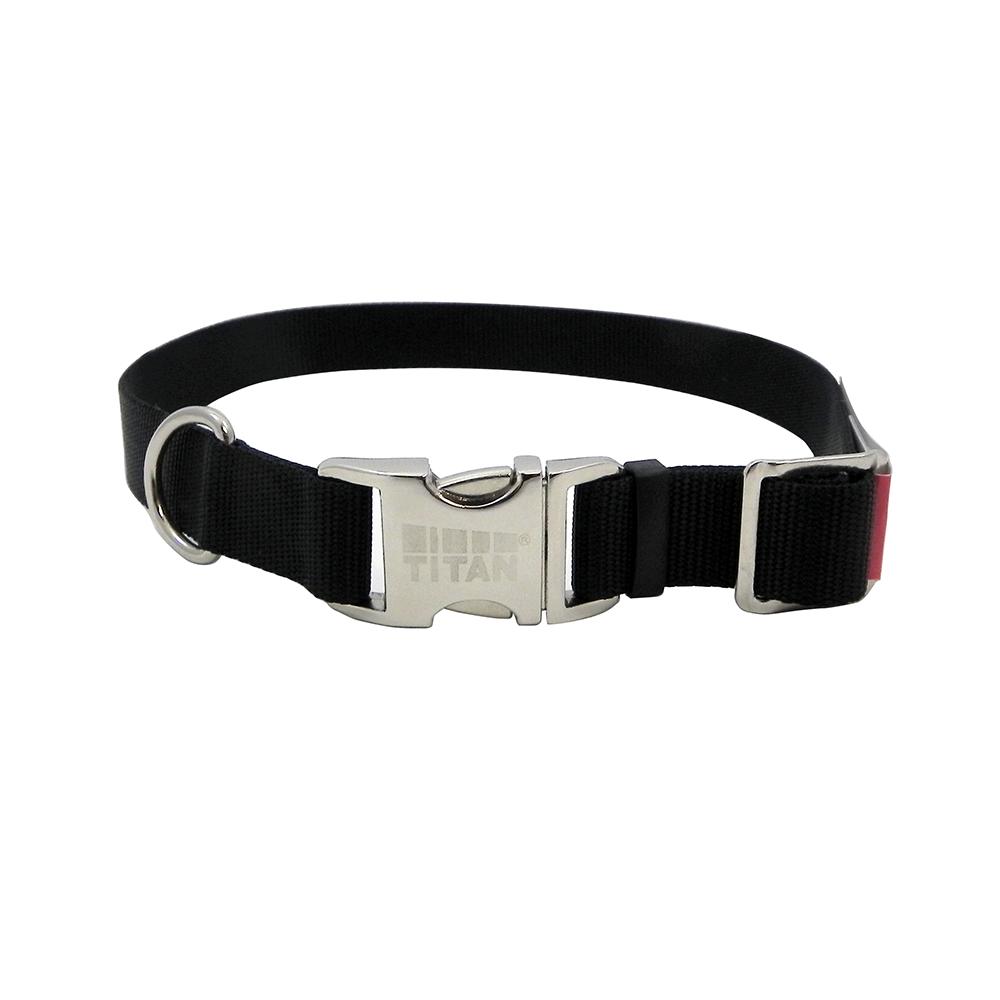 Titan Large Black Nylon Adjustable Dog Collar