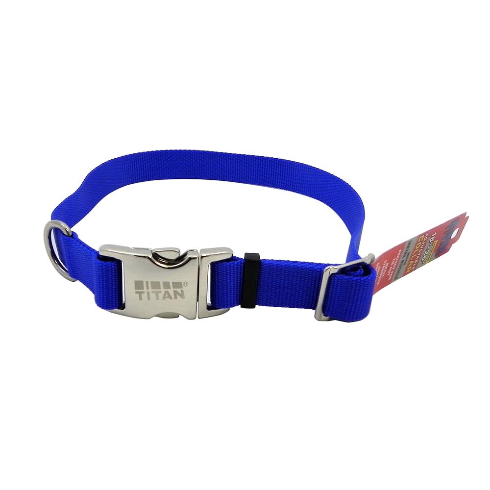Titan Large Blue Nylon Adjustable Dog Collar