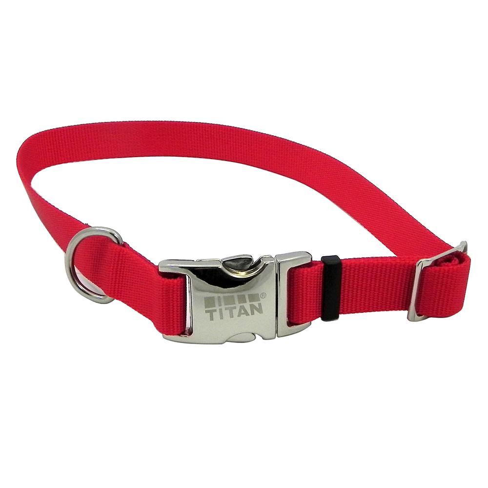 Titan Large Red Nylon Adjustable Dog Collar