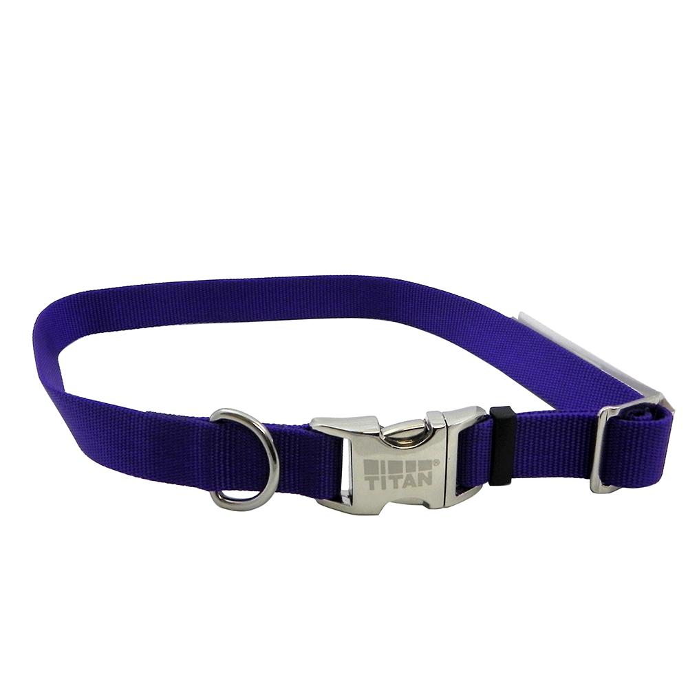 Titan Large Purple Nylon Adjustable Dog Collar