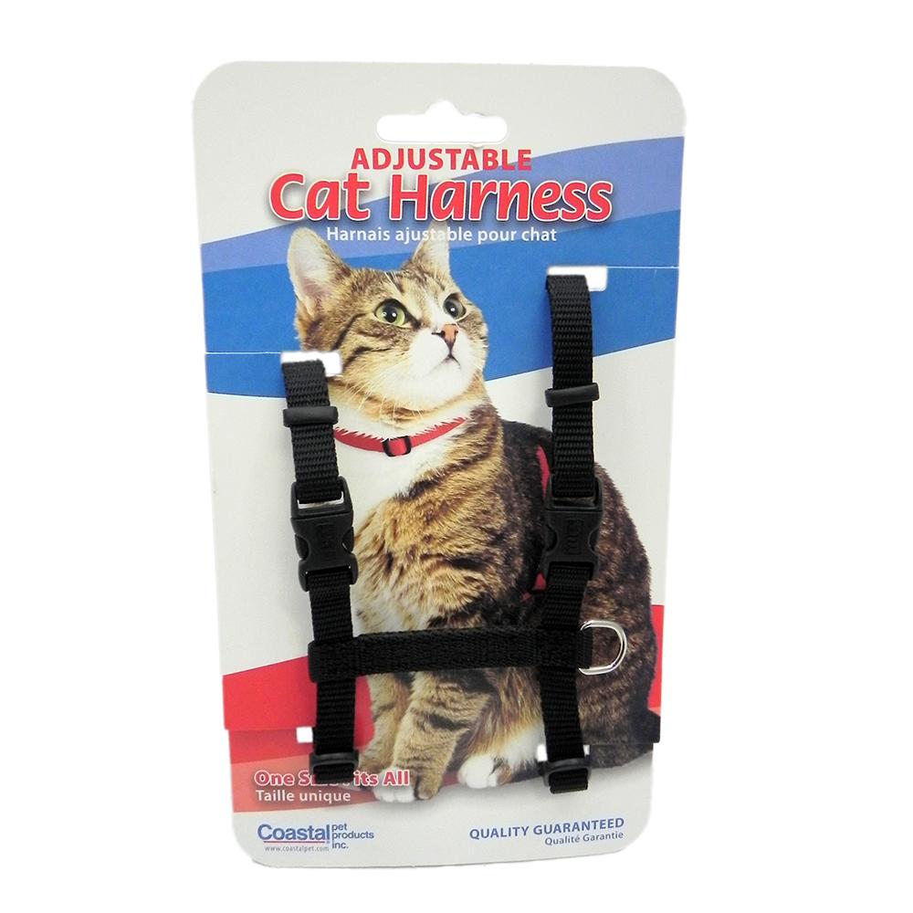 Adjustable Figure H Cat Harness Black Nylon