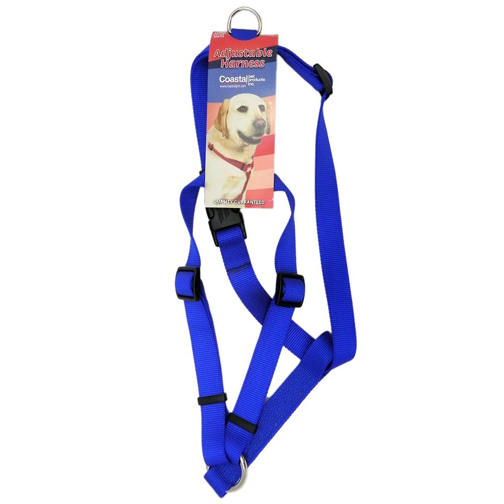 Adjustable Large Dog Harness 1-inch Blue Nylon