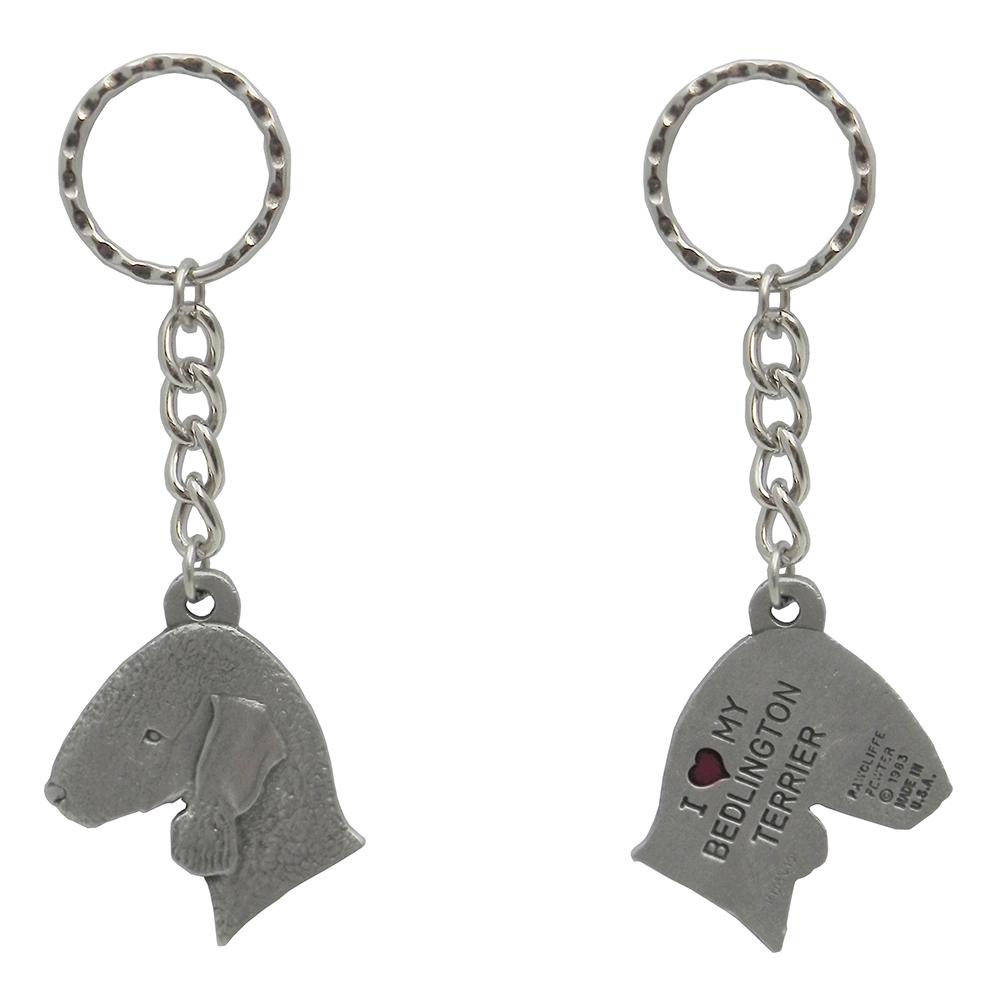 Pewter Key Chain I Love My Bedlington Terrier