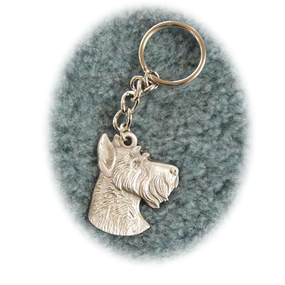 Pewter Key Chain I Love My Miniature Schnauzer